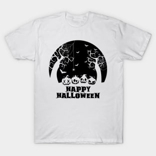 Happy Halloween Pumpkins Black T-Shirt